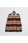 Gant Mens Green Striped Heavy Rugby Shirt