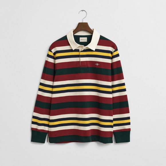 Gant Mens Green Striped Heavy Rugby Shirt