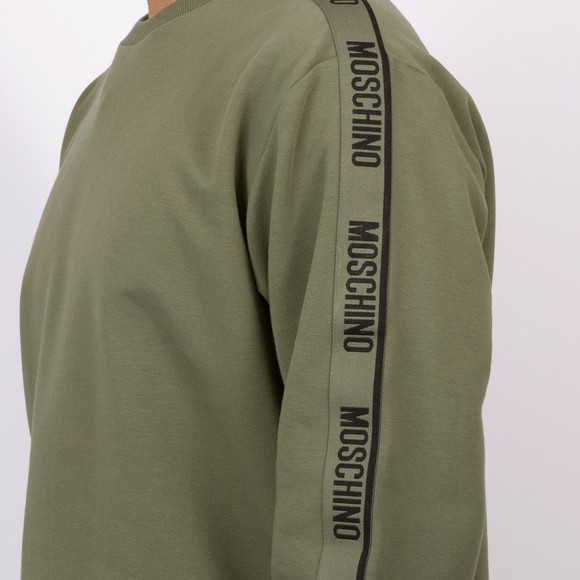 Moschino Mens Green Tape Sleeve Crew Sweatshirt main image