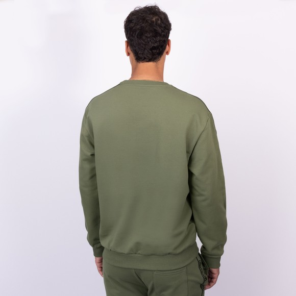 Moschino Mens Green Tape Sleeve Crew Sweatshirt main image