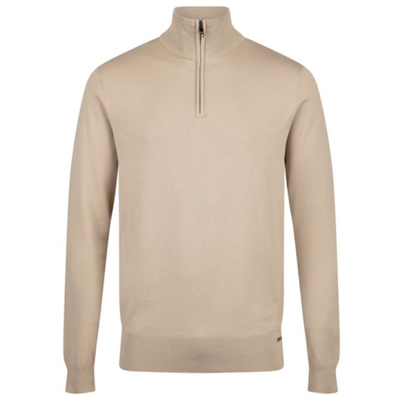 Luke 1977 Mens Beige Jacob Knitted 1/4 Zip Jumper