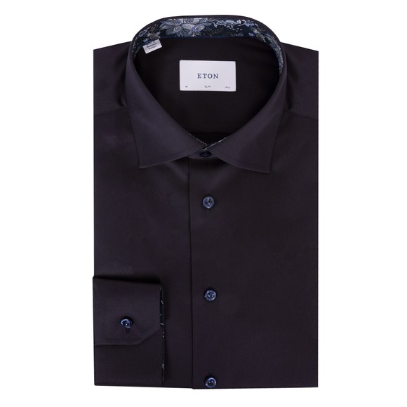 Eton Mens Blue Floral Effect Signature Plain Twill Shirt main image