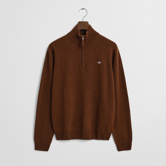 Gant Mens Brown Superfine Lambswool Half Zip