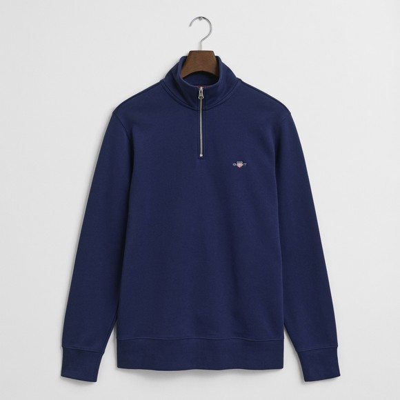 Gant Mens Blue Shield Quarter Zip Sweatshirt
