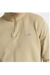 Gant Mens Beige Shield Quarter Zip Sweatshirt