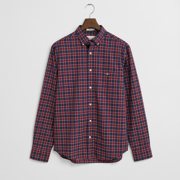 Gant Mens Red Classic Poplin Check Shirt
