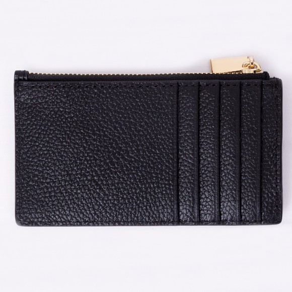 Michael Kors Womens Black Small Pebbled Leather Key Zip Card Case main image
