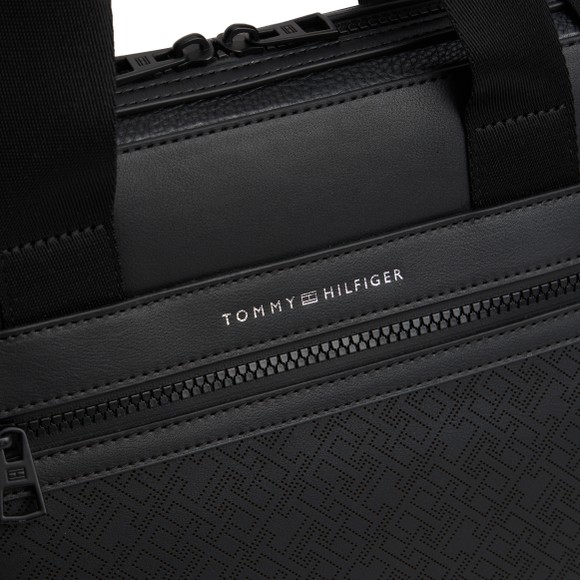 Tommy Hilfiger Mens Black Monogram Computer Bag
