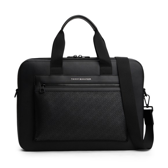 Tommy Hilfiger Mens Black Monogram Computer Bag