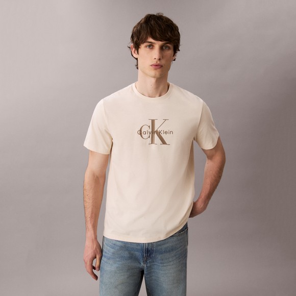 Calvin Klein Jeans Mens Beige Hero Monologo T-Shirt