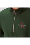 Calvin Klein Jeans Mens Green Terry Half Zip Sweatshirt