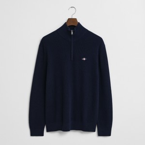 Cotton Merino Ribbed Half Zip Jumper
