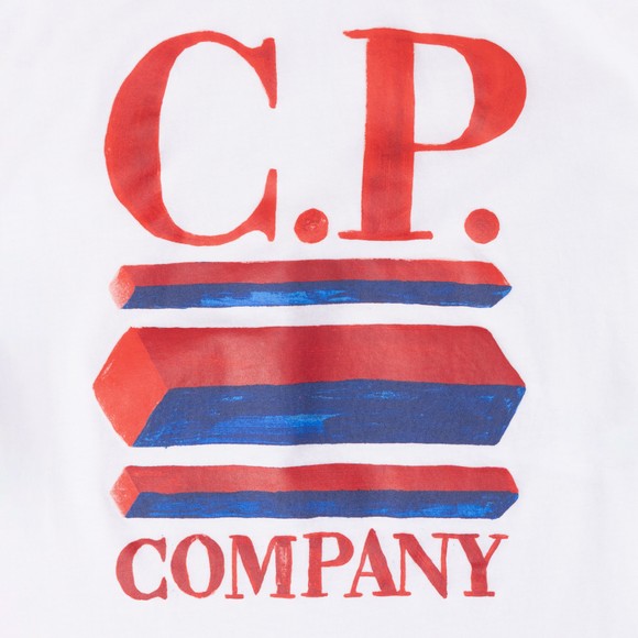 C.P. Company Undersixteen Boys White Painted Logo T Shirt main image
