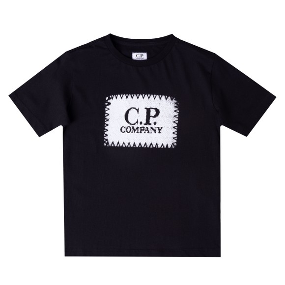C.P. Company Undersixteen Boys Black Stamp Logo T Shirt main image