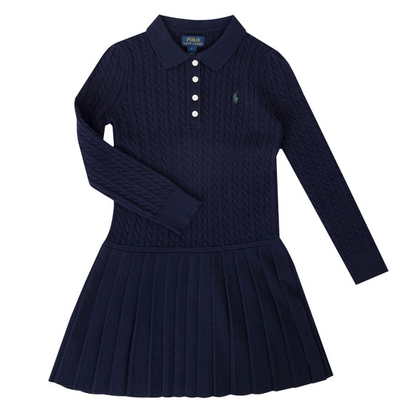Polo Ralph Lauren Girls Blue Mini Cable Polo Sweater Dress main image