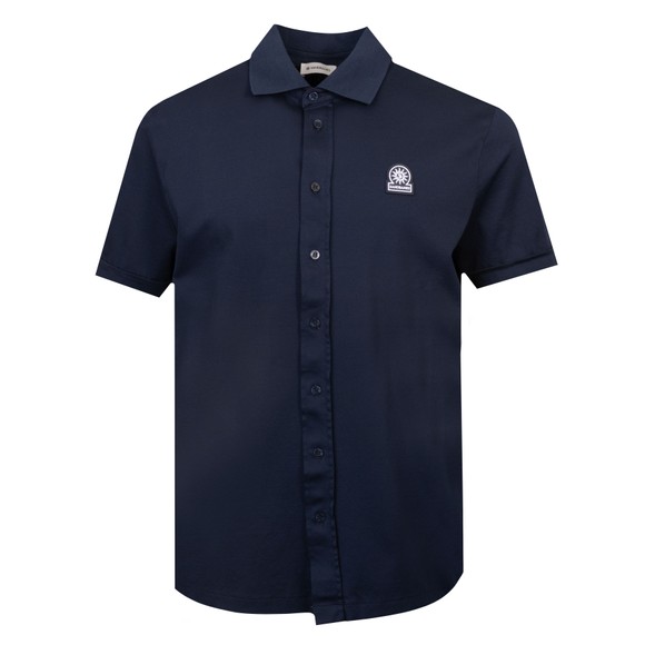 Sandbanks Mens Blue Full Button Interlock Polo Shirt #1
