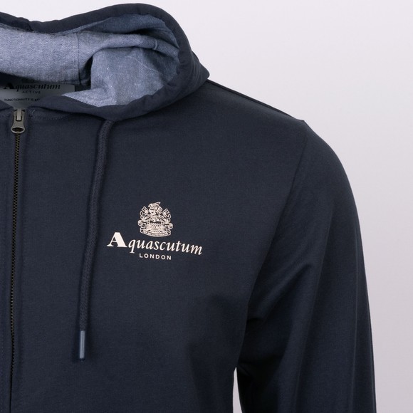 Aquascutum Mens Blue Small Logo Zip Hoodie main image