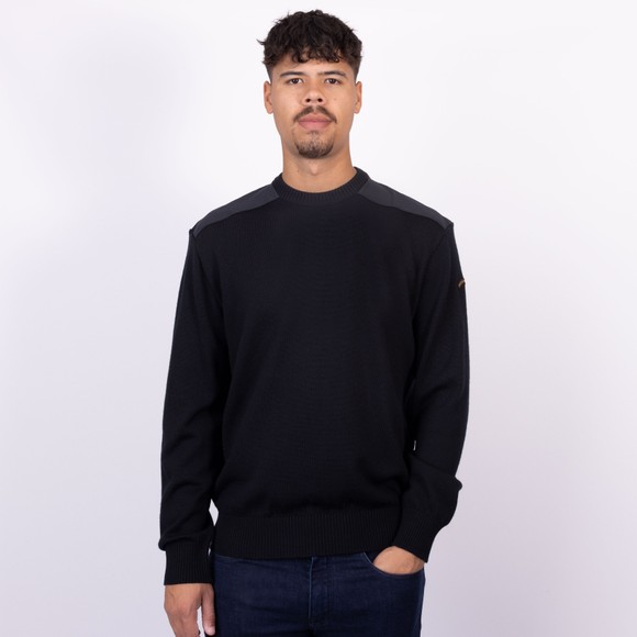 Paul & Shark Mens Black Typhoon Nylon Shoulder Knitted Jumper main image