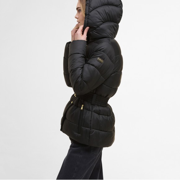 Barbour International Womens Black Short Track Line Puffer Jacket main image