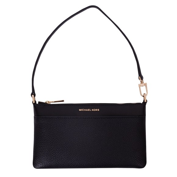 Michael Kors Womens Black Jet Set Medium Pebbled Leather Wristlet main image