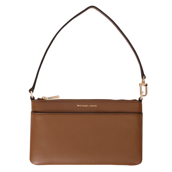 Michael Kors Womens Brown Jet Set Medium Pebbled Leather Wristlet main image