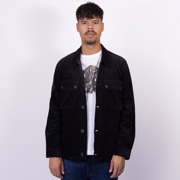 Pretty Green Mens Black Dalmorton Cord Overshirt main image