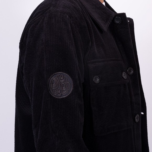 Pretty Green Mens Black Dalmorton Cord Overshirt