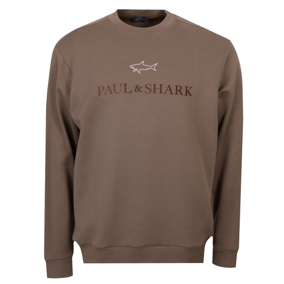 Paul & Shark Mens Brown Nylon Shark Centre Logo Sweatshirt main image