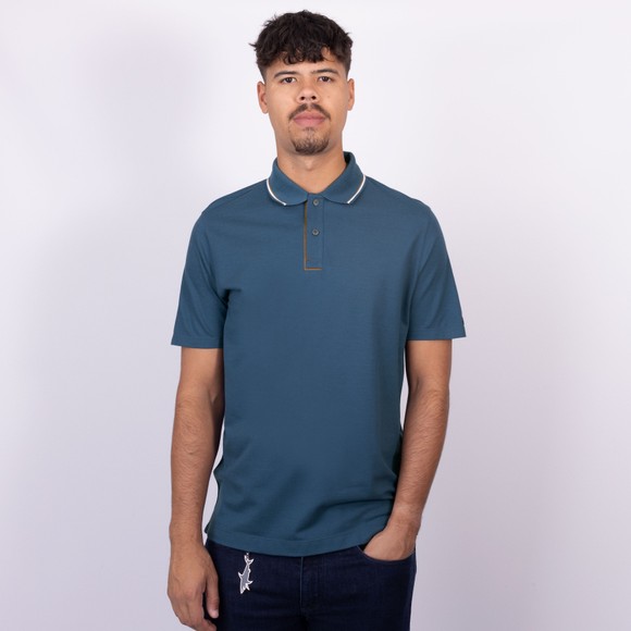 Paul & Shark Mens Blue X-Soft Lyocell Tipped Detail Polo Shirt main image