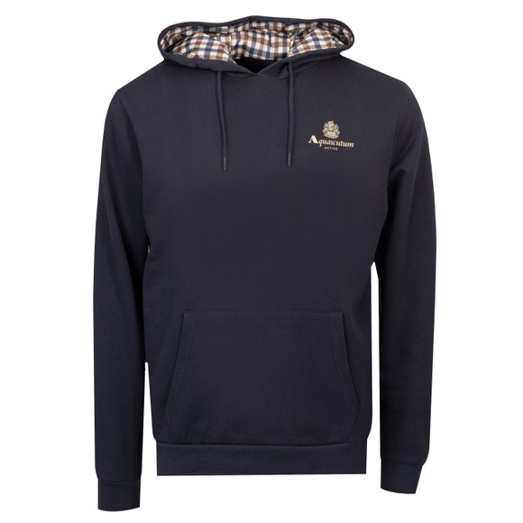 Aquascutum Mens Blue Small Logo Hoodie main image