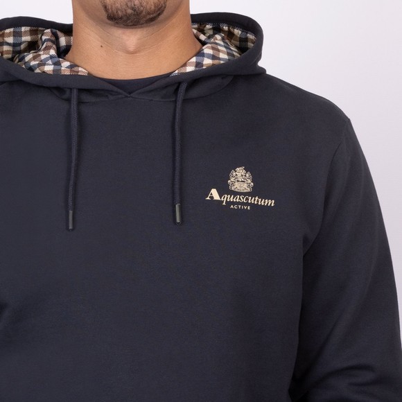 Aquascutum Mens Blue Small Logo Hoodie main image