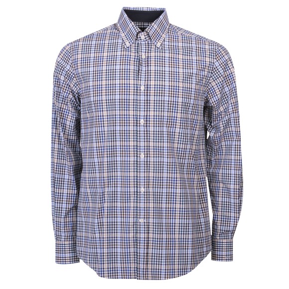 Paul & Shark Mens Blue Small Check Soft Touch L/S Shirt main image