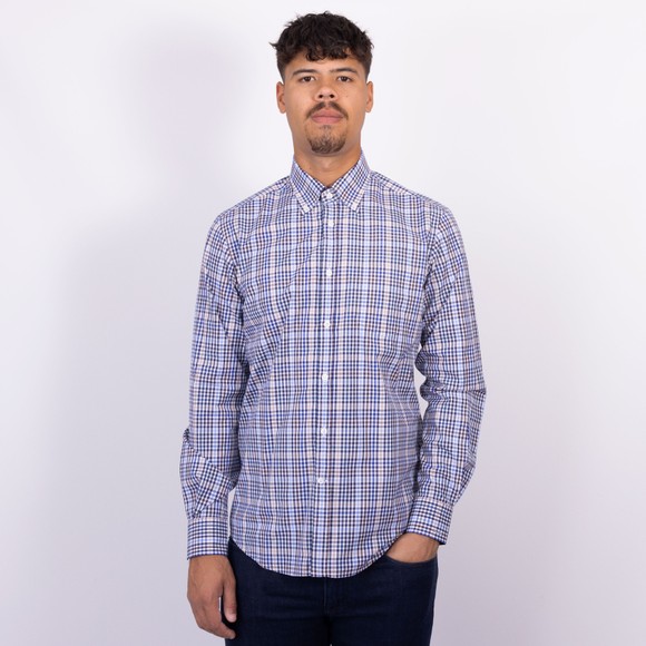 Paul & Shark Mens Blue Small Check Soft Touch L/S Shirt main image