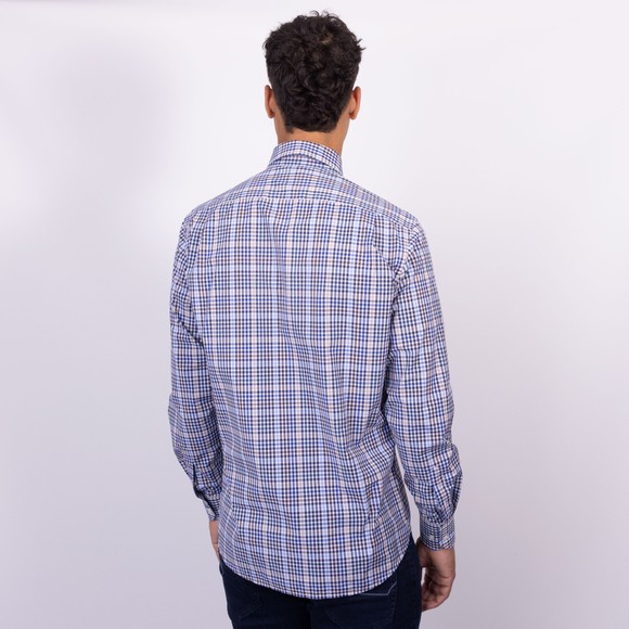 Paul & Shark Mens Blue Small Check Soft Touch L/S Shirt main image