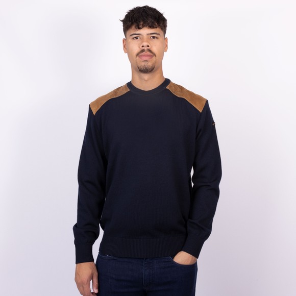 Paul & Shark Mens Blue Knitted Cord Shoulder Detail Jumper main image