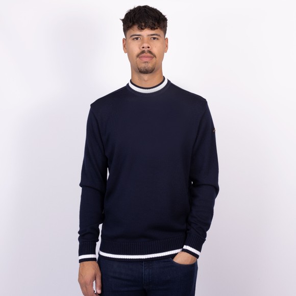 Paul & Shark Mens Blue Tipped Wool Knitted Roundneck Sweatshirt main image