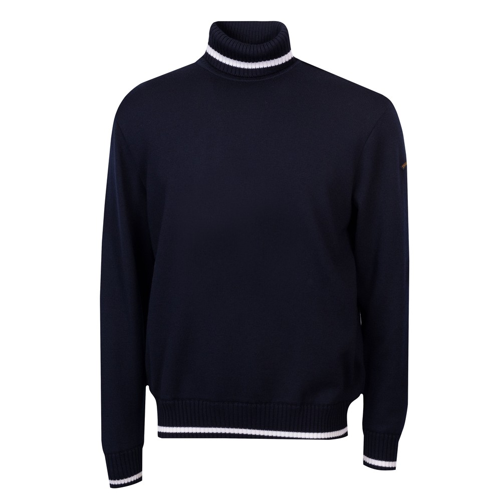 Tipped Wool Knitted Roll Neck Jumper