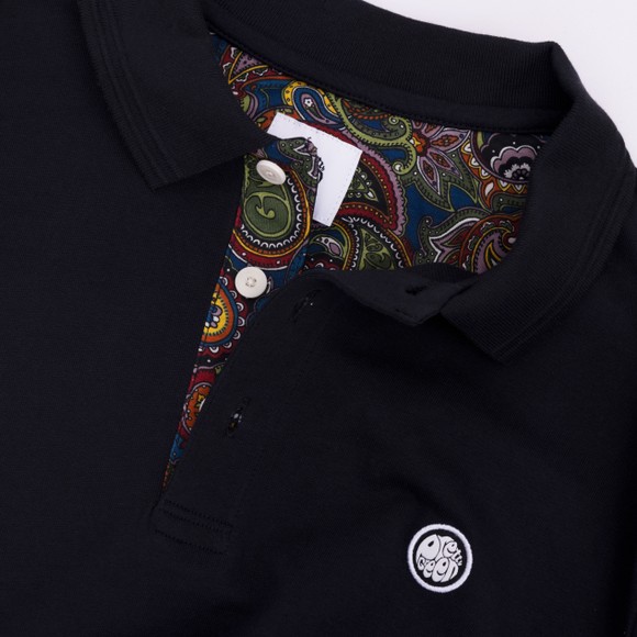 Pretty Green Mens Black House Paisley Placket Polo Shirt