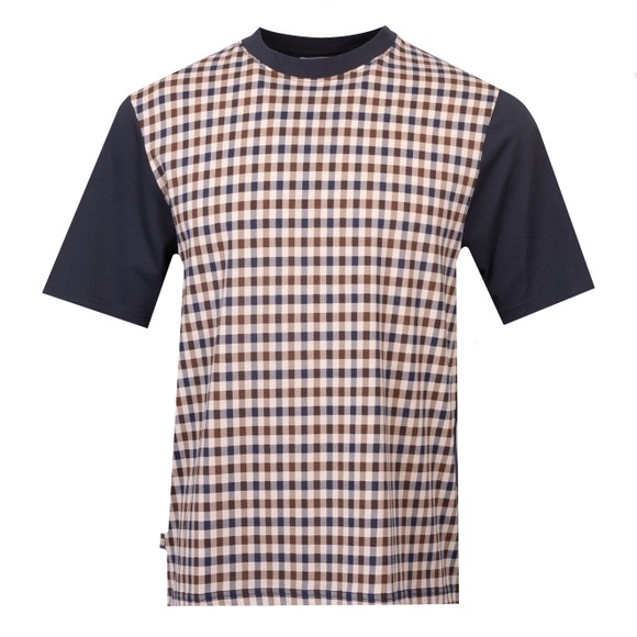 Aquascutum Mens Blue Side Club Check T-Shirt main image