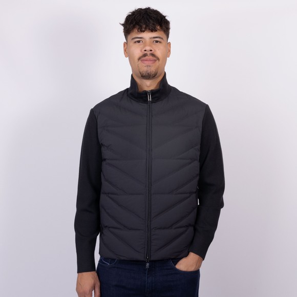 Emporio Armani Mens Blue Woven Hybrid Bomber Jacket main image
