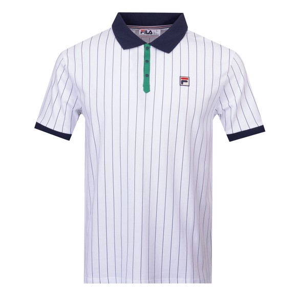 Fila Mens White Classic Vintage Striped Polo Shirt main image