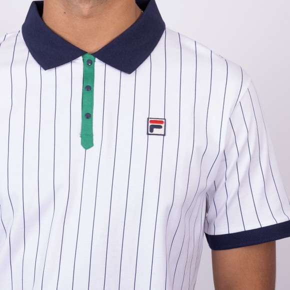 Fila Mens White Classic Vintage Striped Polo Shirt main image