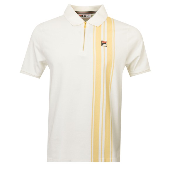 Fila Mens White Dario Vertical Stripe Detail Zip Polo Shirt main image