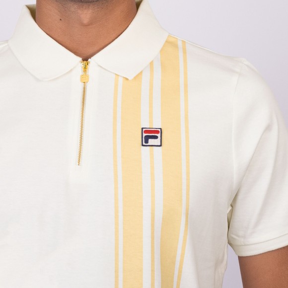 Fila Mens White Dario Vertical Stripe Detail Zip Polo Shirt main image