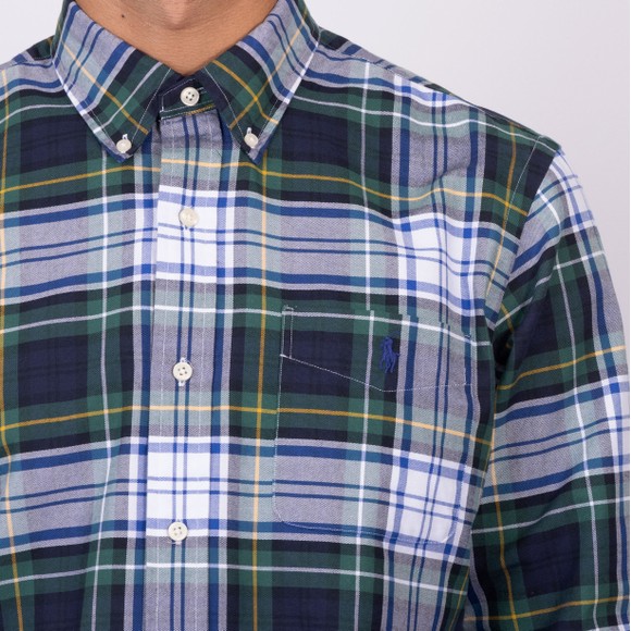 Polo Ralph Lauren Mens Green Custom Fit Plaid Shirt main image