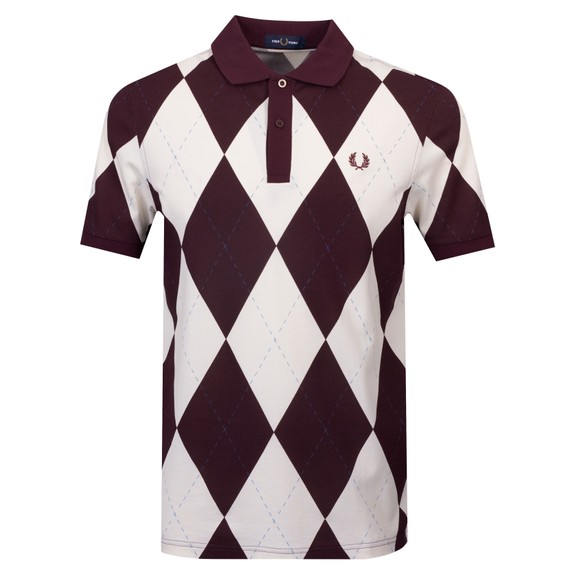 Fred Perry Mens Beige Argyle Print Polo Shirt main image