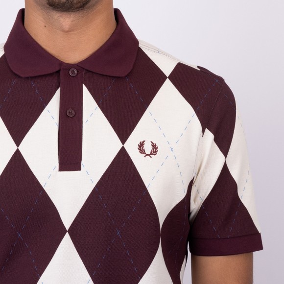 Fred Perry Mens Beige Argyle Print Polo Shirt main image
