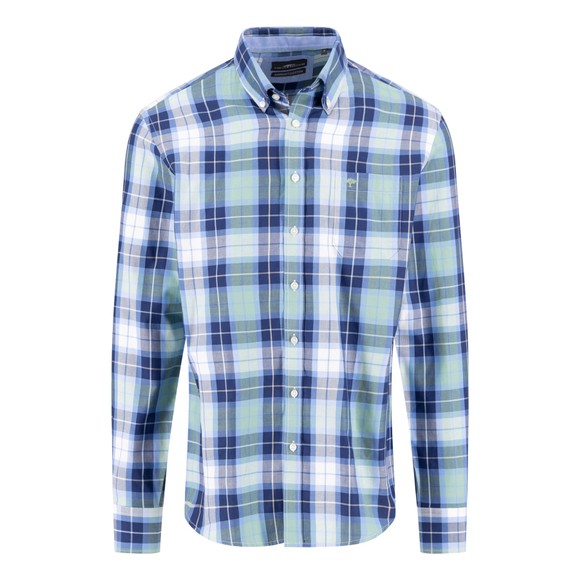 Fynch Hatton Mens Green Twill Check Shirt