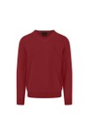 Fynch Hatton Mens Red Fynch Hatton Supersoft V-Neck Jumper