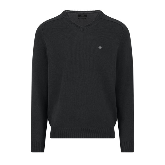 Fynch Hatton Mens Black Fynch Hatton Supersoft V-Neck Jumper
